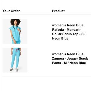 Figs scrub set Womens Neon Blue Mandarin Collar Top S; Zamora-Jogger Pants - M